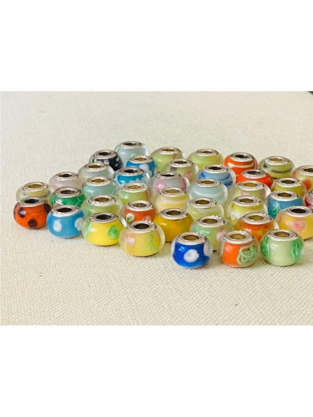 HUGE LOT of 40 925 Murano Art Glass Bracelet Necklace Charms Beads